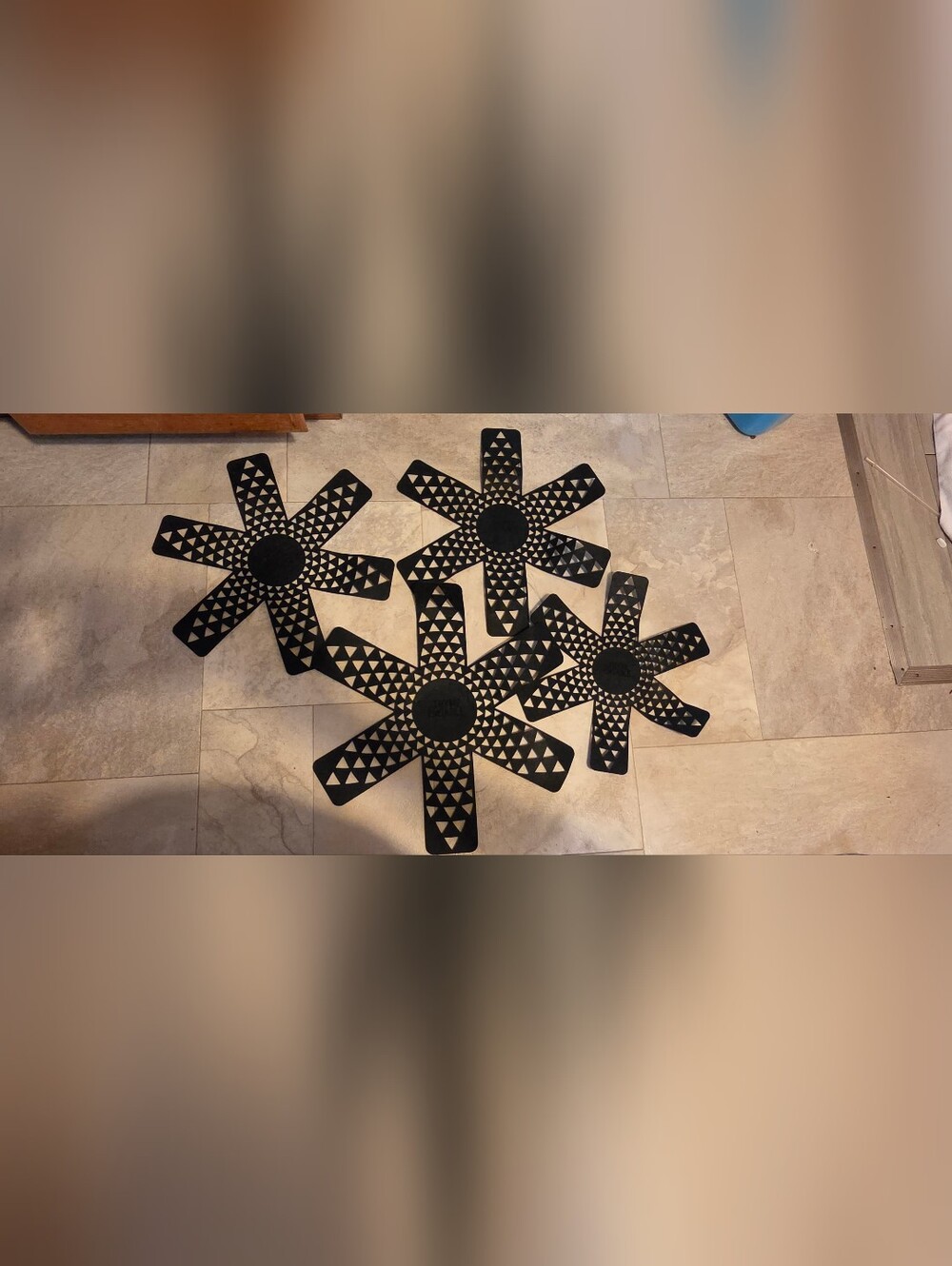 Thyme and Table set of 4 black flower shaped potholders